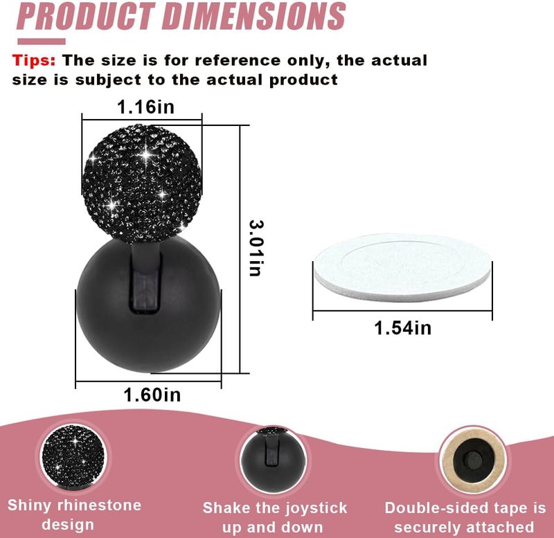 LHDOS Car Push Start Button Cover, Rhinestone Engine Start Stop Button Joystick Covers, One-Button Push to Start Rocker Cover, Car Interior Decoration Accessories for Cars, Computers, and More (Black) - Image 2